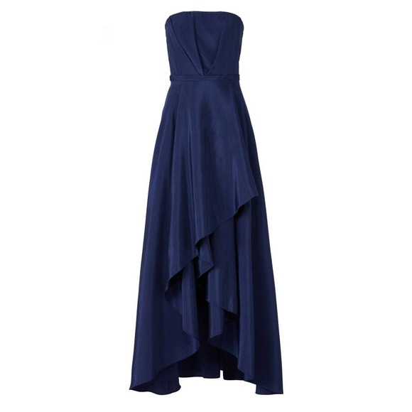Hunter Bell Navy Bailey Gown Strapless Asymmetric - Picture 1 of 9